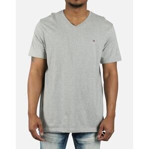 Tommy Hilfiger Men's Gray Flag Logo V Neck Short Sleeve T Shirt Tee Top Size XL
